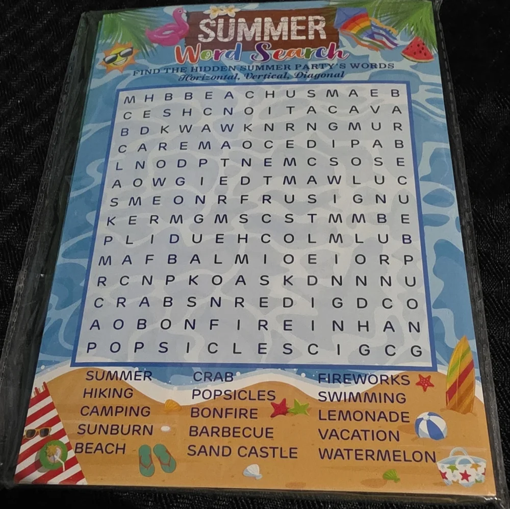 Blue and Black Party Favor Wordsearch Puzzles